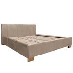 Lit capitonné Larisa Velours Ravi: Beige	 - 160 x 200cm - Avec espace de rangement