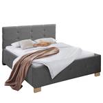 Gestoffeerd bed Atessio Geweven stof Mavie: Basalt - 180 x 200cm