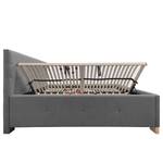 Gestoffeerd bed Atessio Geweven stof Mavie: Basalt - 180 x 200cm