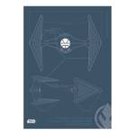 Wandbild Blueprint Sith TIE-Fighter Mehrfarbig - Papier - 50 cm x 70 cm