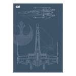 Wandbild Star Wars Blueprint X-Wing Mehrfarbig - Papier - 50 cm x 70 cm