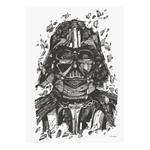 Wandbild Star Wars Darth Vader Drawing Schwarz / Weiß - Papier - 50 cm x 70 cm