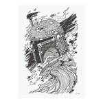 Tableau déco Star Wars Boba Fett Drawing Noir / Blanc - Papier - 50 x 70 cm