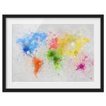 Afbeelding Kleurrijke wereldkaart II papier/grenenhout - meerdere kleuren - 70 x 50 cm
