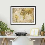 Afbeelding Wereldkaart V papier/grenenhout - groen - 100 x 70 cm