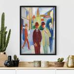 Afbeelding Straat met Mensen papier/grenenhout - meerdere kleuren - 70 x 100 cm