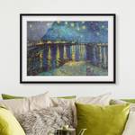 Bild Sternennacht über der Rhone Papier / Kiefer - Blau - 70 x 50 cm