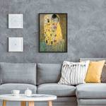 Poster con cornice Klimt Il bacio V Carta / Pino - Oro - 70 x 100 cm