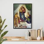 Afbeelding Raffael Sixtijnse Madonna papier/grenenhout - meerdere kleuren - 50 x 70 cm