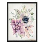 Tableau déco Fleurs en aquarelle Papier / Pin - Multicolore - 70 x 100 cm