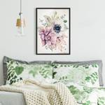 Bild Aquarell Blumen Landhaus Papier / Kiefer - Mehrfarbig - 50 x 70 cm