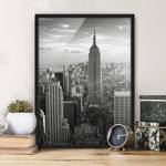 Poster e cornice Manhattan Skyline Carta / Pino - Bianco e nero - 70 x 100 cm