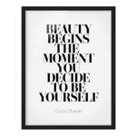 Bild Be Yourself Coco Chanel Papier / Kiefer - Schwarz;Weiß - 70 x 100 cm