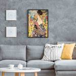 Poster cornice Klimt Dama con ventaglio Carta / Pino - Giallo - 70 x 100 cm