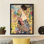 Tableau déco Klimt Dame à l’éventail Papier / Pin - Jaune - 50 x 70 cm
