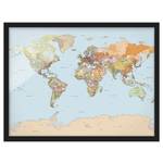 Tableau déco Carte du monde V Papier / Pin - Multicolore