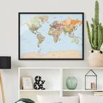 Poster con cornice cartina del mondo V Carta / Pino - Multicolore