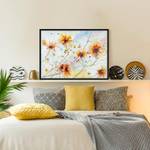 Afbeelding Painted Flowers I papier/grenenhout - oranje