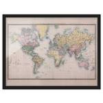 Bild Vintage Weltkarte um 1850 I Papier / Kiefer - Beige