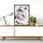 Poster e cornice con ciliegio giapponese Carta / Pino - Grigio - 70 x 100 cm
