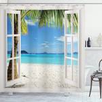 Rideau de douche Tropical Beach Polyester - Blanc / Bleu - 175 x 240 cm