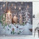 Duschvorhang Kerzen mit Laternen Polyester - Braun / Weiß - 175 x 220 cm