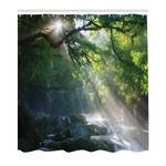 Duschvorhang Jungle Sonnenlicht Polyester - Grün / Weiß - 175 x 200 cm