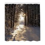 Douchegordijn Kerst polyester - lichtgeel/bruin - 175 x 220 cm