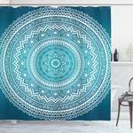 Douchegordijn Starry Bloemen polyester - turquoise - 175 x 180 cm