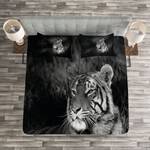 Tagesdecken-Set Bengalischer Tiger Polyester - Schwarz / Weiß - 264 x 220 cm
