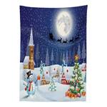 Tischdecke Winterlandschaft Polyester Satin Mischung - Weiß / Blau - 140 x 200 cm