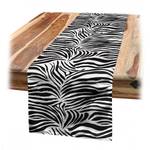 Tafelloper Wilde Zebra Lijnen mix van polyester en satijn - zwart/wit - 40 x 180 cm