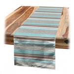 Tafelloper Horizontale Strepen polyester - oceaanblauw/wit - Turquoise - 40 x 180 cm