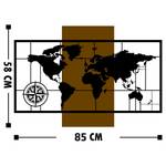 Quadro di legno Mappa del mondo Alluminio / HDF - Noce / Nero - 85 cm x 58 cm