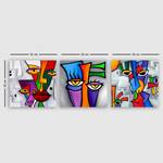 Impression sur toile Lenvik (3 éléments) Toile / Panneau composite en bois - Multicolore - 90 x 30 cm
