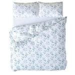 Parure de lit Aruba Coton - Blanc / Bleu - 200 x 220 cm + 2 oreillers 80 x 80 cm