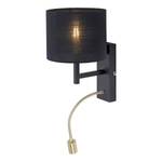 LED-wandlamp Robin stof / ijzer - 1 lichtbron - Zwart