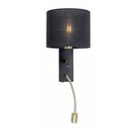 LED-wandlamp Robin stof / ijzer - 1 lichtbron - Zwart