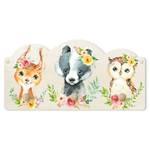 Attaccapanni Animali con fiori III Marrone - Arancione - Legno massello - 40 x 20 x 1.5 cm