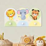 Patère enfants Lion, éléphant et tigre Multicolore