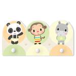 Patère enfants Panda, singe, hippopotame Multicolore