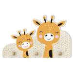 Kinderkapstok Giraffe met baby Oranje - Massief hout - 40 x 25 x 1.5 cm