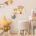 Kindergarderobe Giraffe mit Babygiraffe Orange - Massivholz - 40 x 25 x 1.5 cm