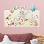 Appendiabiti Famiglia di conigli Multicolore - Legno massello - 40 x 25 x 1.5 cm