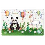 Appendiabiti Panda e Lama Verde - Legno massello - 40 x 25 x 1.5 cm
