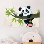 Appendiabiti Panda su albero Marrone - Bianco - Legno massello - 40 x 25 x 1.5 cm