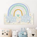 Kinderkapstok Regenboog met Wolken Turquoise