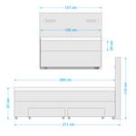 Boxspring Speedy II met verlichting - Platweefsel Kora: Antracietkleurig - H2 zacht