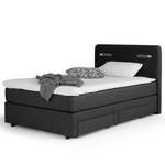 Boxspringbett Speedy II mit Beleuchtung - Flachgewebe Kora: Anthrazit - H2