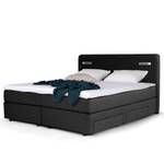 Boxspringbett Speedy III mit Beleuchtung - Flachgewebe Kora: Anthrazit - Doppelmatratze H2/H3